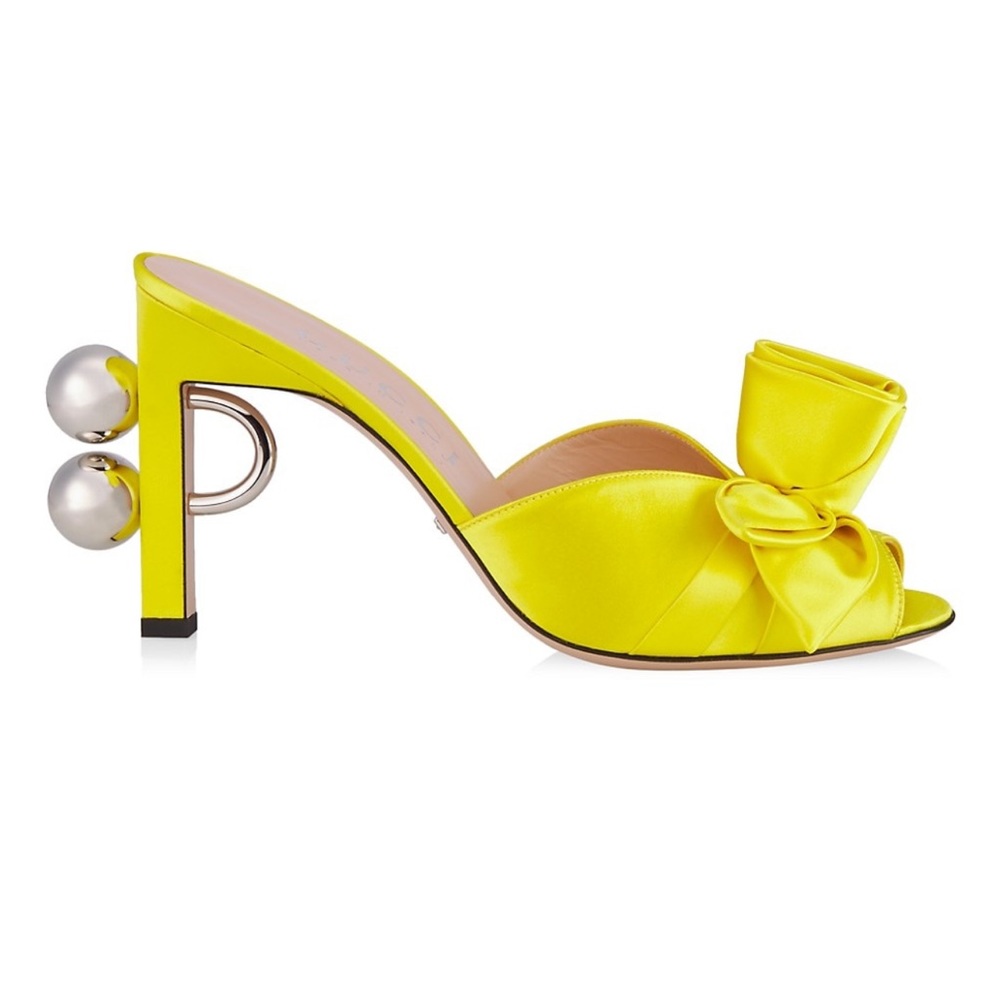 GUCCI Shawana Satin Flower Slide Heels Sandals - Picture 3 of 12